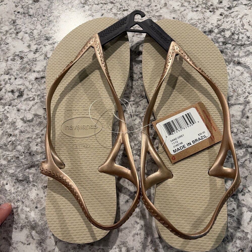Havaianas Women's Flip Flops Sandal Rose Gold Sand Grey Size 11/12